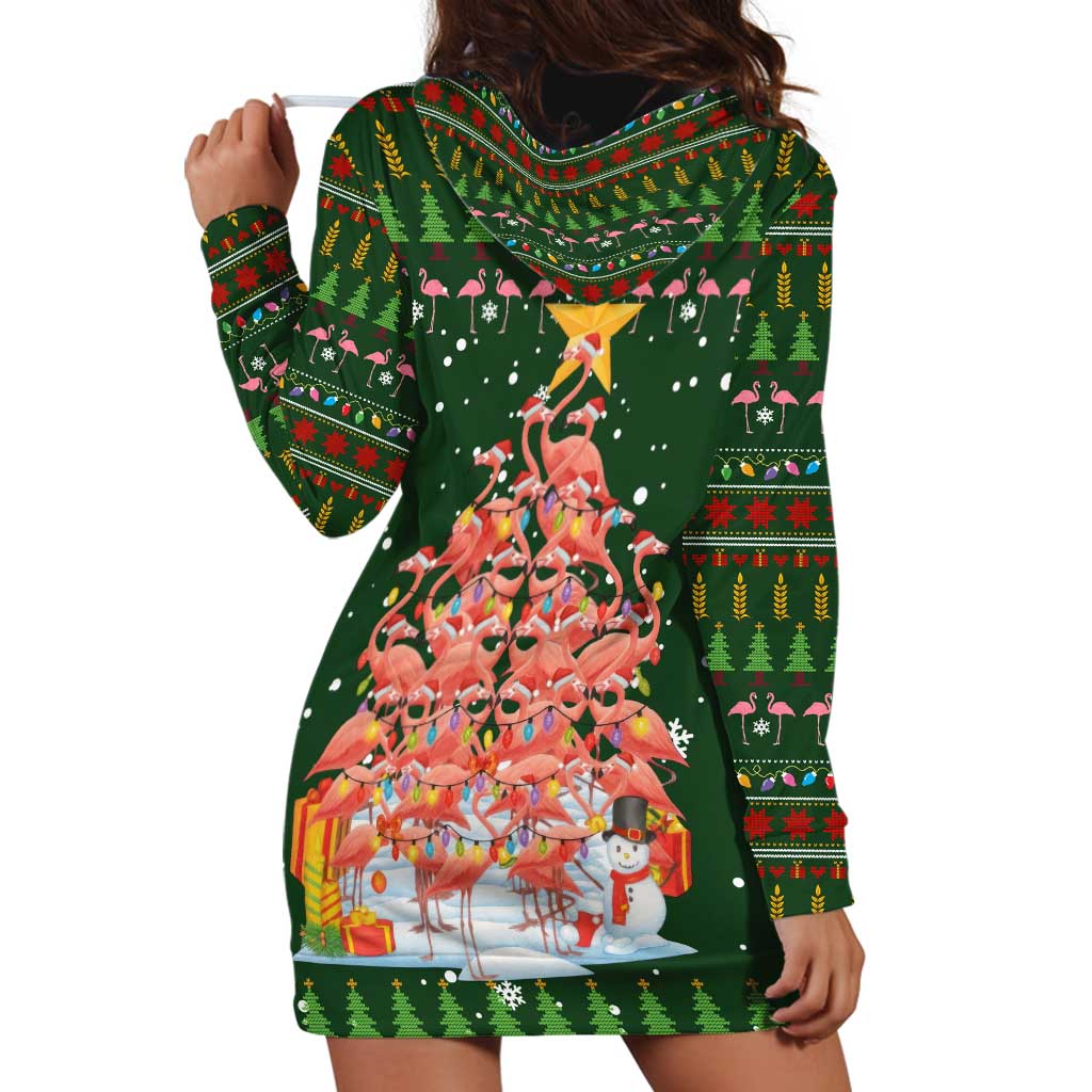 Flamingo Christmas Tree Christmas Hoodie Dress Funny Xmas Holiday Patterns - Wonder Print Shop