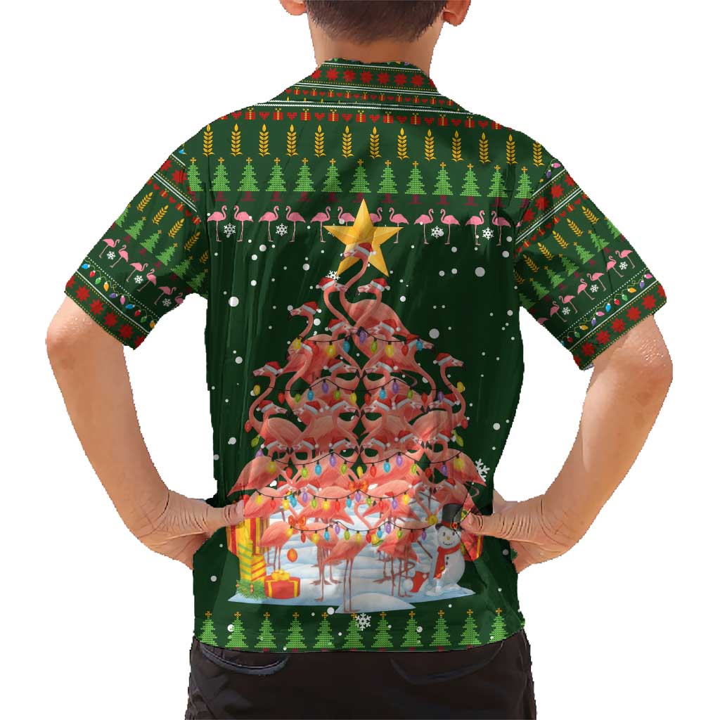 Flamingo Christmas Tree Christmas Kid Hawaiian Shirt Funny Xmas Holiday Patterns - Wonder Print Shop