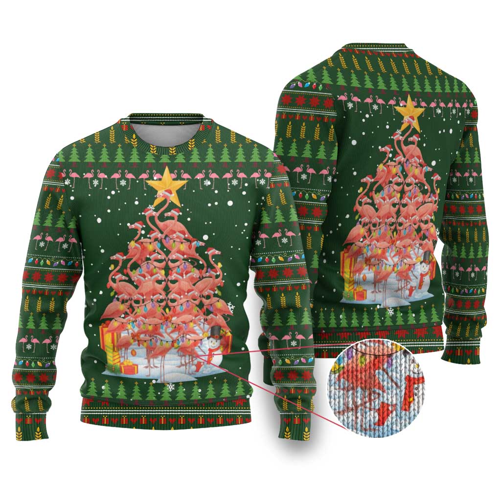 Flamingo Christmas Tree Christmas Ugly Christmas Sweater Funny Xmas Holiday Patterns - Wonder Print Shop