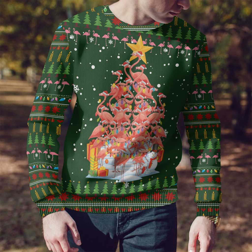 Flamingo Christmas Tree Christmas Ugly Christmas Sweater Funny Xmas Holiday Patterns - Wonder Print Shop
