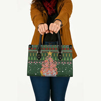 Flamingo Christmas Tree Christmas Leather Bag Funny Xmas Holiday Patterns - Wonder Print Shop