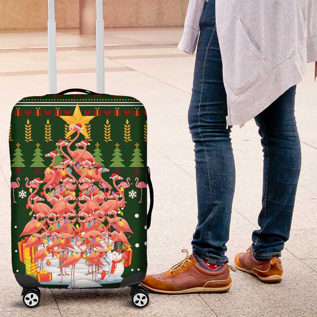 Flamingo Christmas Tree Christmas Luggage Cover Funny Xmas Holiday Patterns - Wonder Print Shop