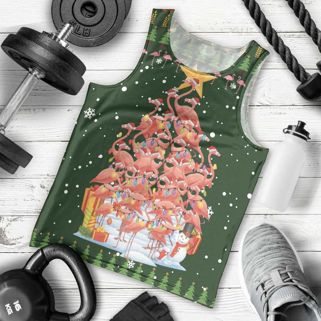 Flamingo Christmas Tree Christmas Men Tank Top Funny Xmas Holiday Patterns - Wonder Print Shop