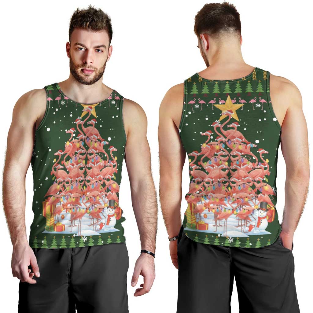 Flamingo Christmas Tree Christmas Men Tank Top Funny Xmas Holiday Patterns - Wonder Print Shop