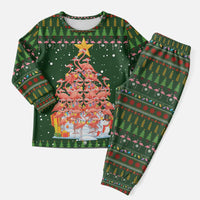 Flamingo Christmas Tree Christmas Pajama Set Funny Xmas Holiday Patterns - Wonder Print Shop
