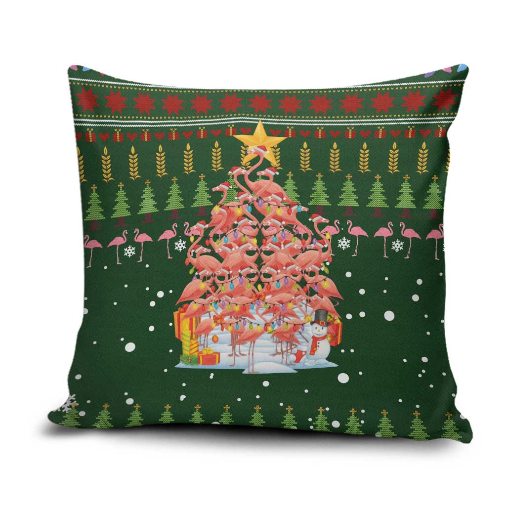 Flamingo Christmas Tree Christmas Pillow Cover Funny Xmas Holiday Patterns - Wonder Print Shop