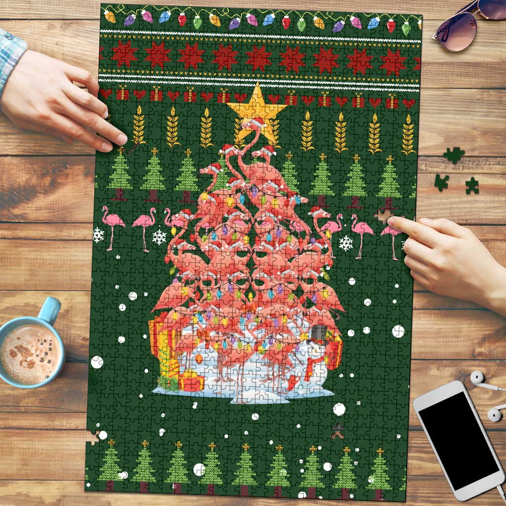 Flamingo Christmas Tree Christmas Puzzle Funny Xmas Holiday Patterns - Wonder Print Shop