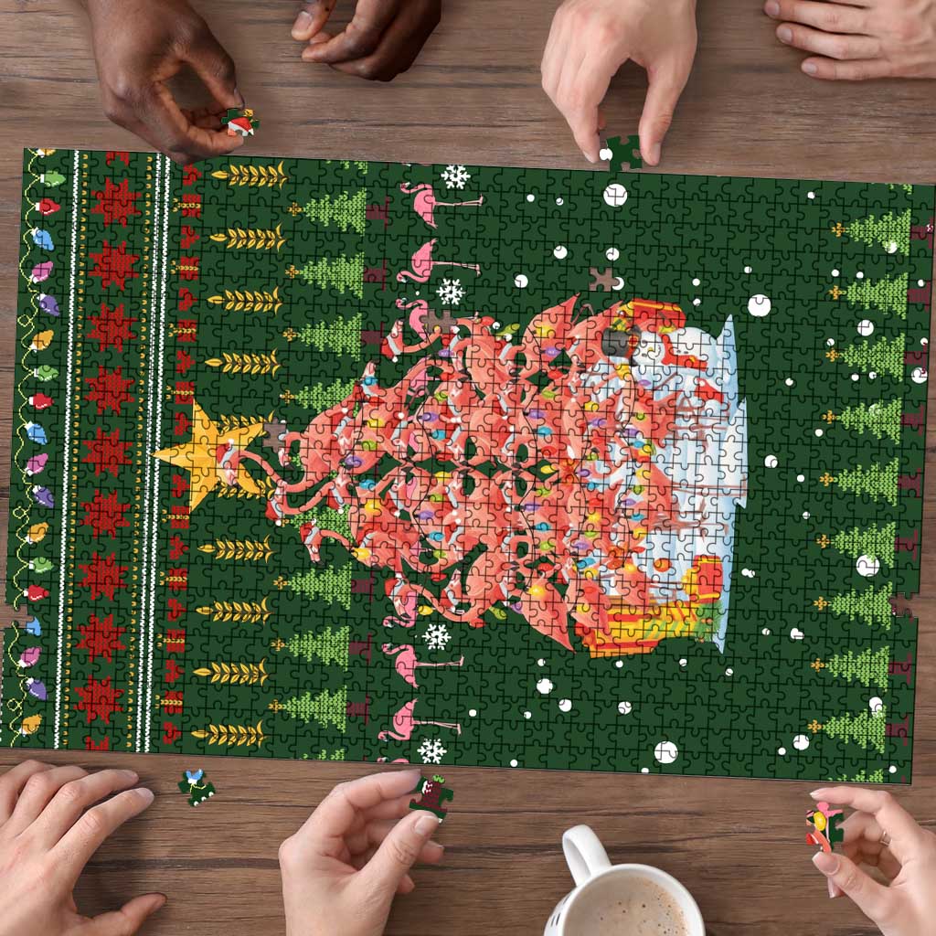 Flamingo Christmas Tree Christmas Puzzle Funny Xmas Holiday Patterns - Wonder Print Shop