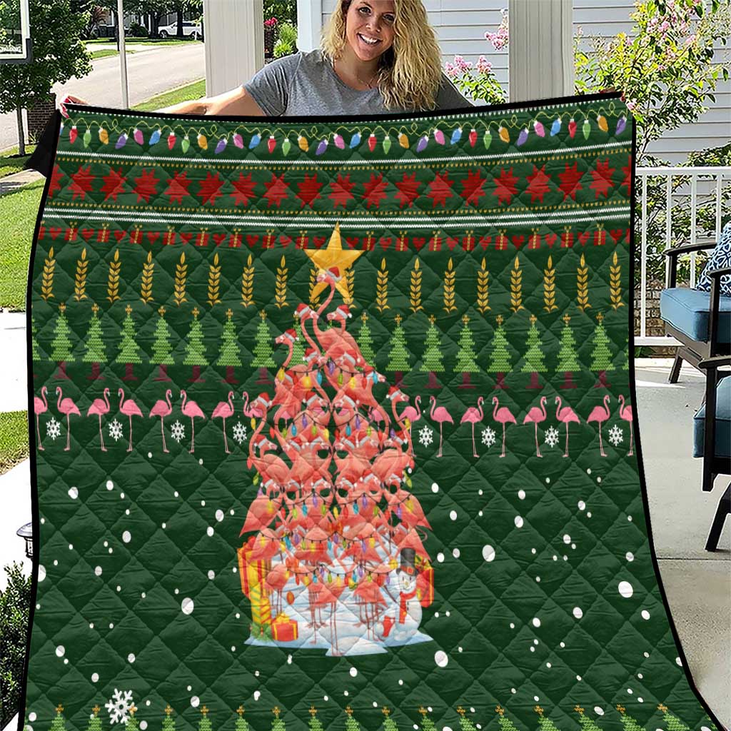 Flamingo Christmas Tree Christmas Quilt Funny Xmas Holiday Patterns - Wonder Print Shop