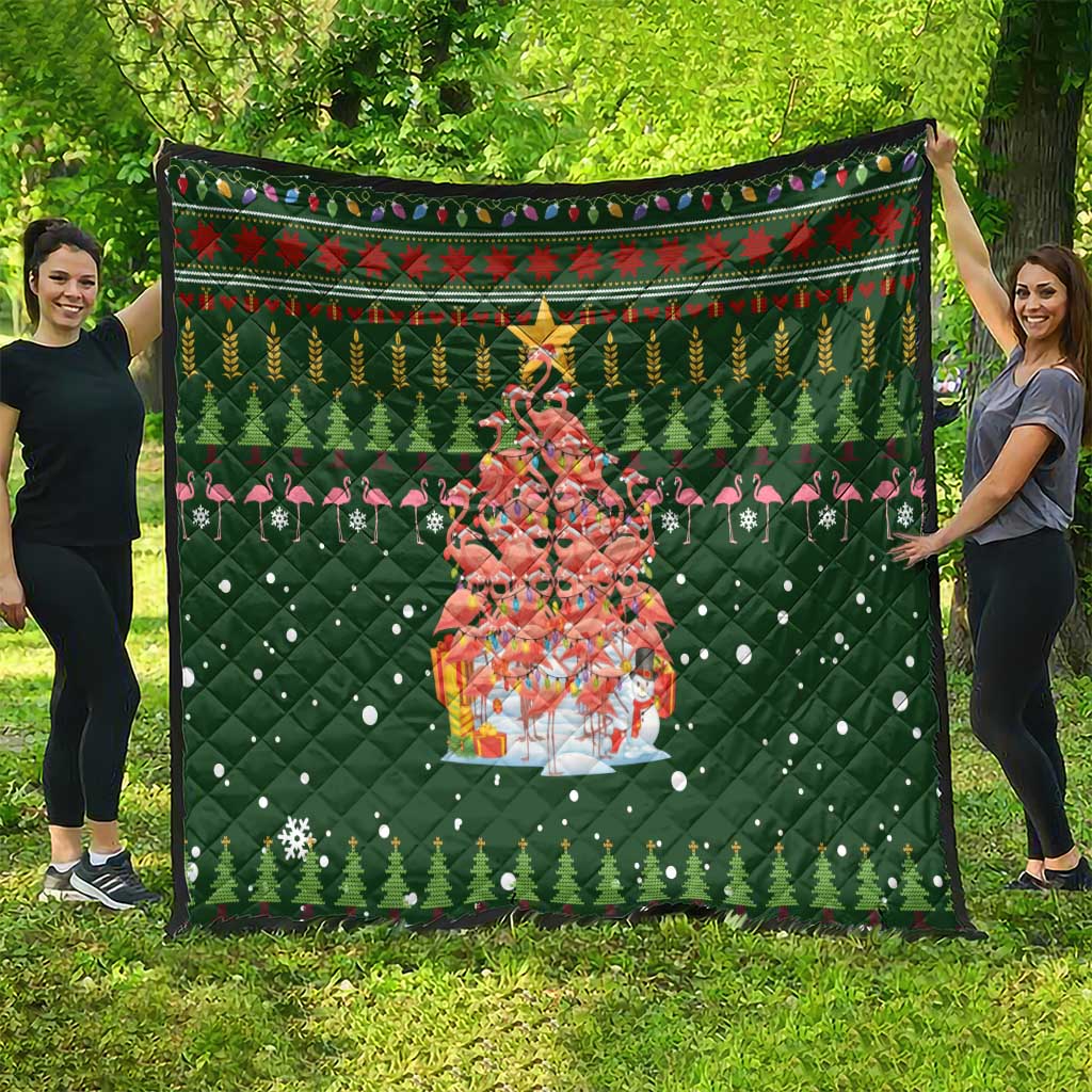 Flamingo Christmas Tree Christmas Quilt Funny Xmas Holiday Patterns - Wonder Print Shop