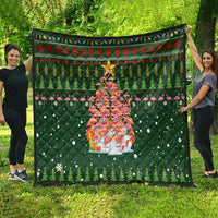 Flamingo Christmas Tree Christmas Quilt Funny Xmas Holiday Patterns - Wonder Print Shop
