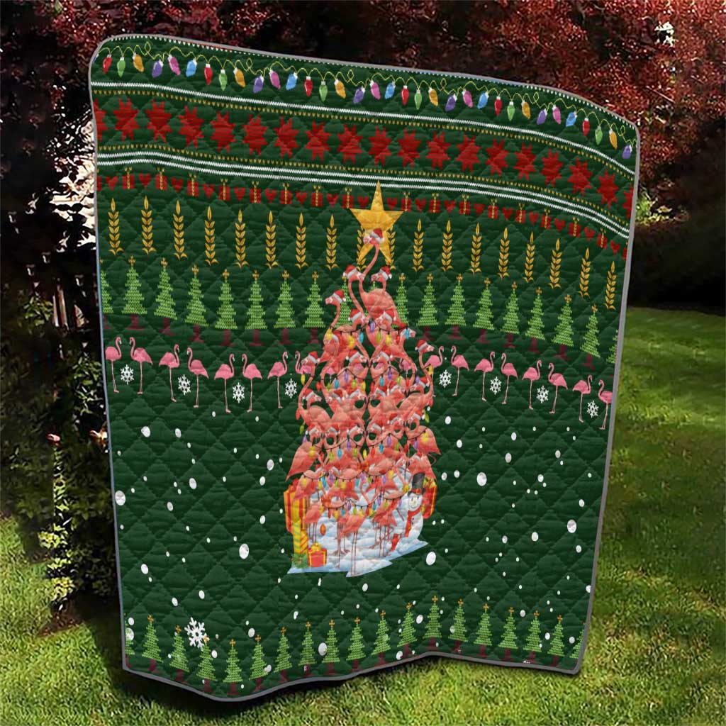 Flamingo Christmas Tree Christmas Quilt Funny Xmas Holiday Patterns - Wonder Print Shop