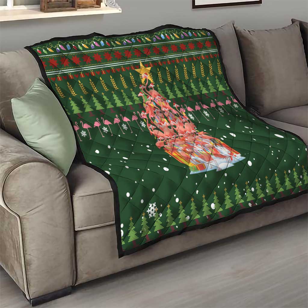 Flamingo Christmas Tree Christmas Quilt Funny Xmas Holiday Patterns - Wonder Print Shop