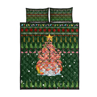 Flamingo Christmas Tree Christmas Quilt Bed Set Funny Xmas Holiday Patterns - Wonder Print Shop