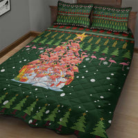Flamingo Christmas Tree Christmas Quilt Bed Set Funny Xmas Holiday Patterns - Wonder Print Shop
