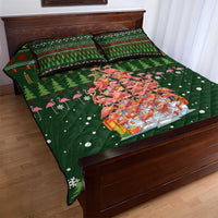 Flamingo Christmas Tree Christmas Quilt Bed Set Funny Xmas Holiday Patterns - Wonder Print Shop