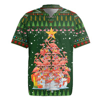 Flamingo Christmas Tree Christmas Rugby Jersey Funny Xmas Holiday Patterns - Wonder Print Shop