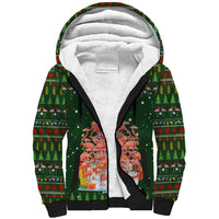 Flamingo Christmas Tree Christmas Sherpa Hoodie Funny Xmas Holiday Patterns - Wonder Print Shop