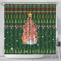 Flamingo Christmas Tree Christmas Shower Curtain Funny Xmas Holiday Patterns - Wonder Print Shop