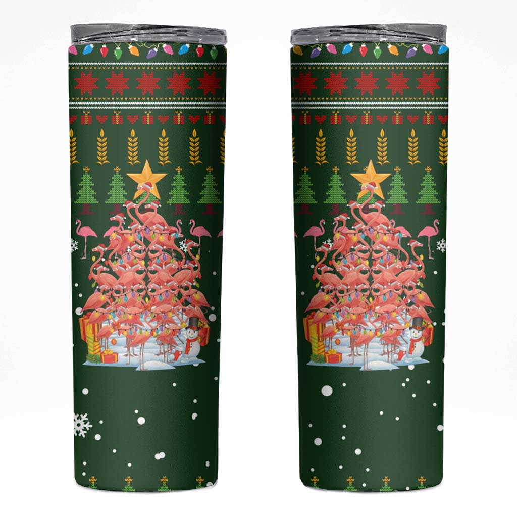 Flamingo Christmas Tree Christmas Skinny Tumbler Funny Xmas Holiday Patterns - Wonder Print Shop