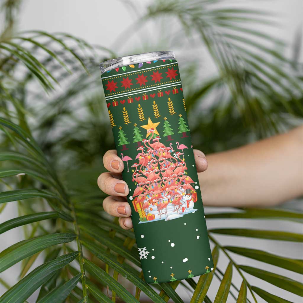 Flamingo Christmas Tree Christmas Skinny Tumbler Funny Xmas Holiday Patterns - Wonder Print Shop