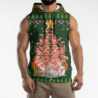 Flamingo Christmas Tree Christmas Sleeveless Hoodie Funny Xmas Holiday Patterns - Wonder Print Shop