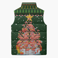 Flamingo Christmas Tree Christmas Sleeveless Puffer Jacket Funny Xmas Holiday Patterns - Wonder Print Shop