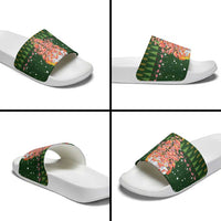 Flamingo Christmas Tree Christmas Slide Sandals Funny Xmas Holiday Patterns - Wonder Print Shop