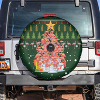 Flamingo Christmas Tree Christmas Spare Tire Cover Funny Xmas Holiday Patterns - Wonder Print Shop