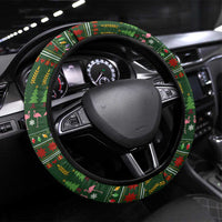 Flamingo Christmas Tree Christmas Steering Wheel Cover Funny Xmas Holiday Patterns - Wonder Print Shop