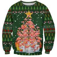 Flamingo Christmas Tree Christmas Sweatshirt Funny Xmas Holiday Patterns - Wonder Print Shop