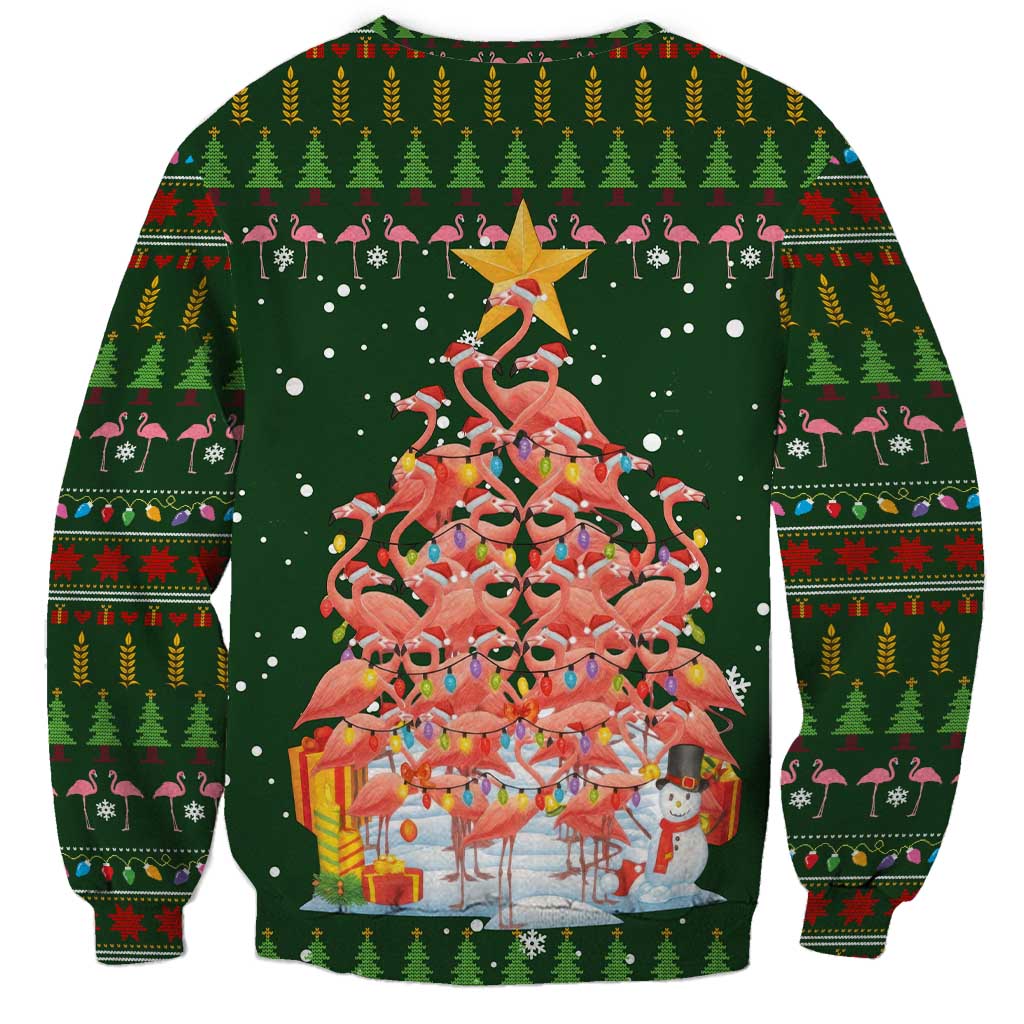 Flamingo Christmas Tree Christmas Sweatshirt Funny Xmas Holiday Patterns - Wonder Print Shop