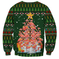 Flamingo Christmas Tree Christmas Sweatshirt Funny Xmas Holiday Patterns - Wonder Print Shop