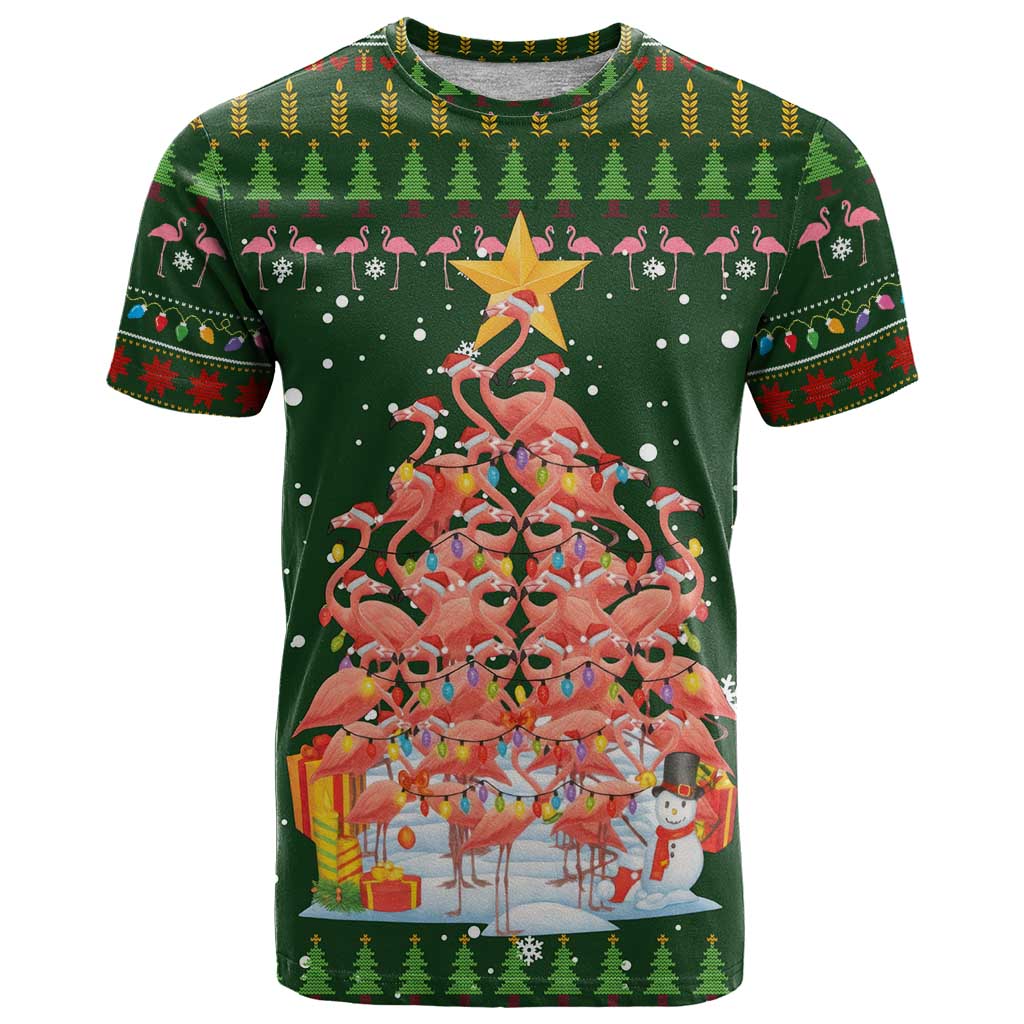 Flamingo Christmas Tree Christmas T Shirt Funny Xmas Holiday Patterns - Wonder Print Shop