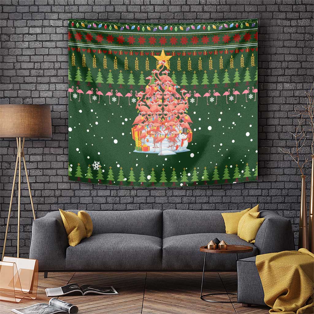 Flamingo Christmas Tree Christmas Tapestry Funny Xmas Holiday Patterns - Wonder Print Shop