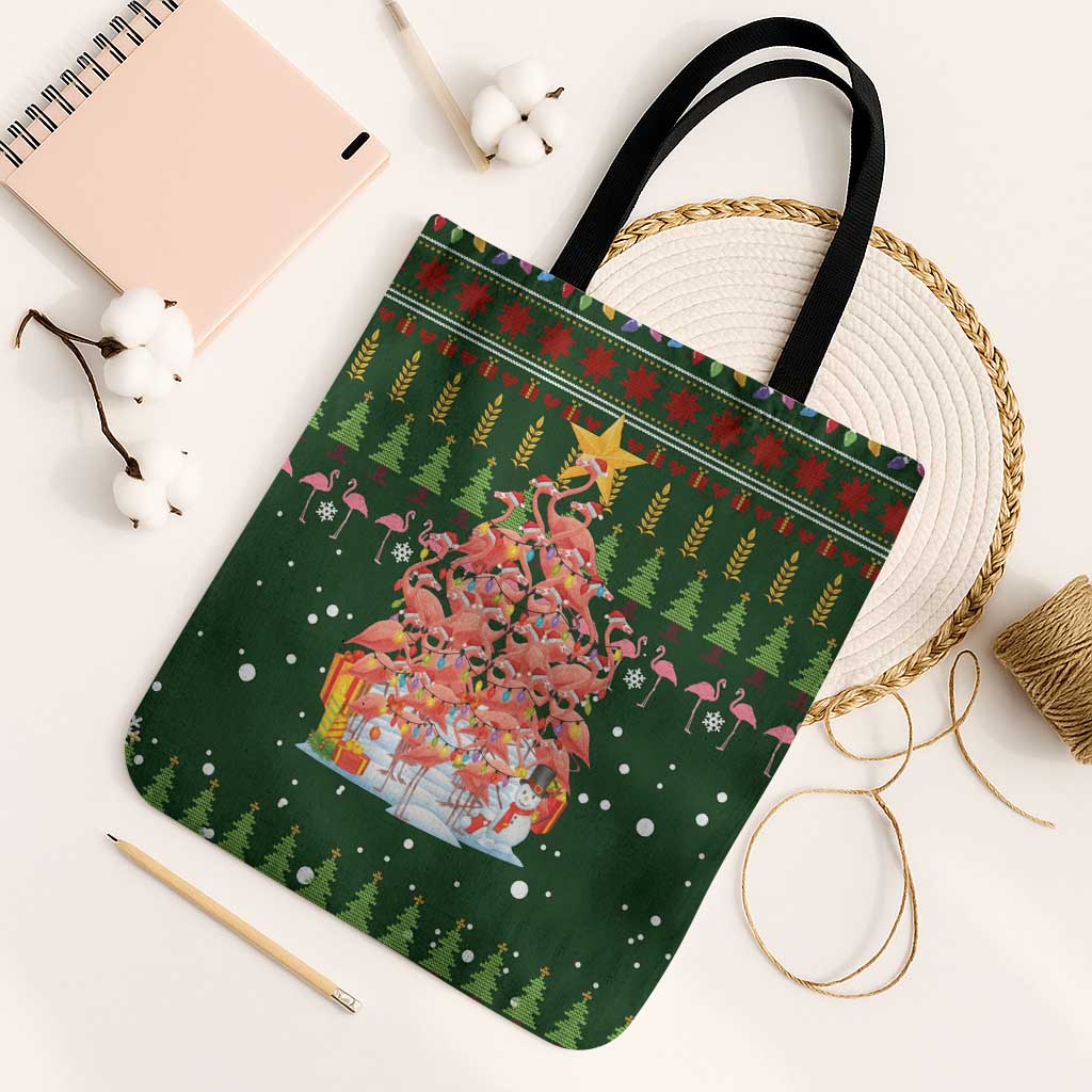 Flamingo Christmas Tree Christmas Tote Bag Funny Xmas Holiday Patterns - Wonder Print Shop