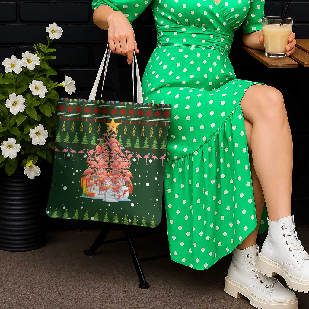 Flamingo Christmas Tree Christmas Tote Bag Funny Xmas Holiday Patterns - Wonder Print Shop