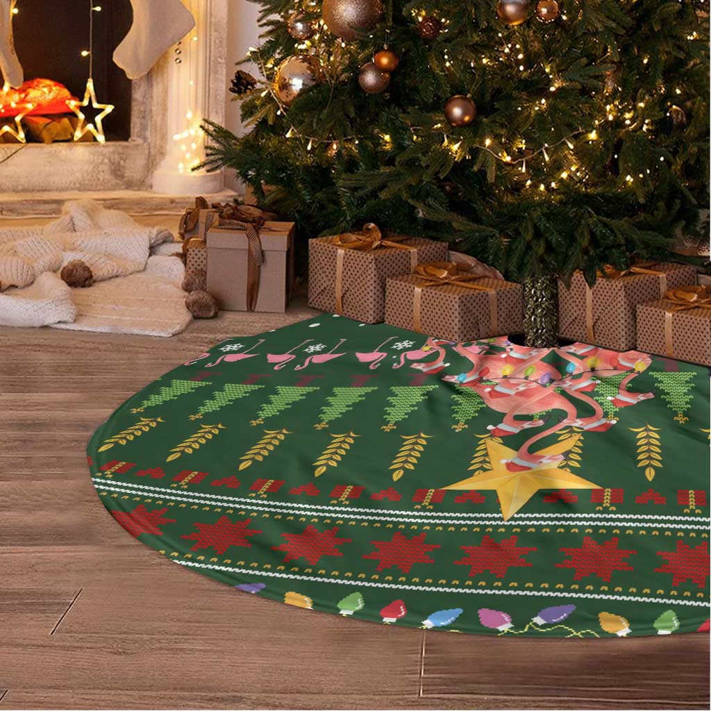 Flamingo Christmas Tree Christmas Tree Skirt Funny Xmas Holiday Patterns - Wonder Print Shop