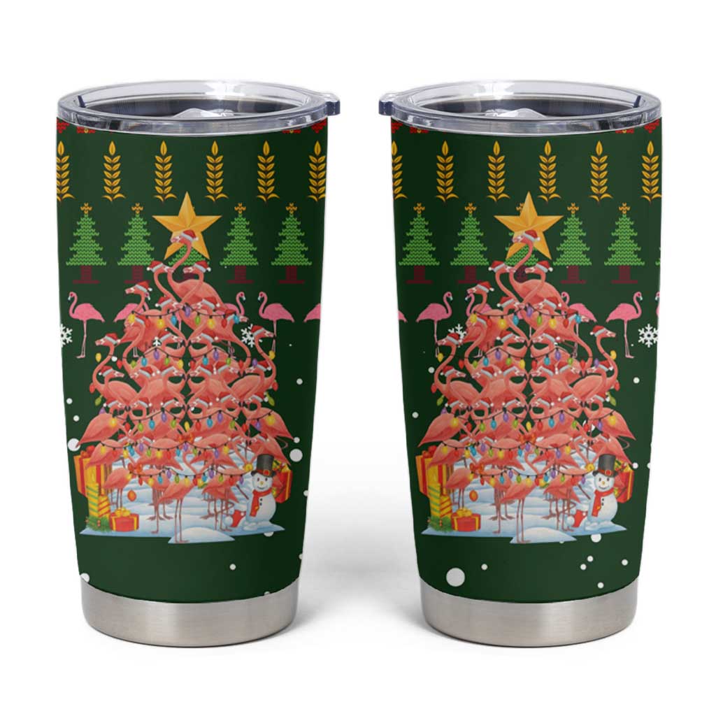 Flamingo Christmas Tree Christmas Tumbler Cup Funny Xmas Holiday Patterns - Wonder Print Shop