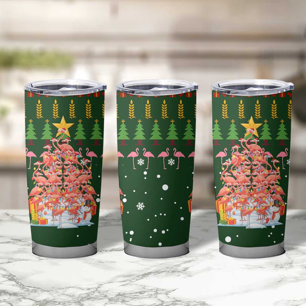 Flamingo Christmas Tree Christmas Tumbler Cup Funny Xmas Holiday Patterns - Wonder Print Shop