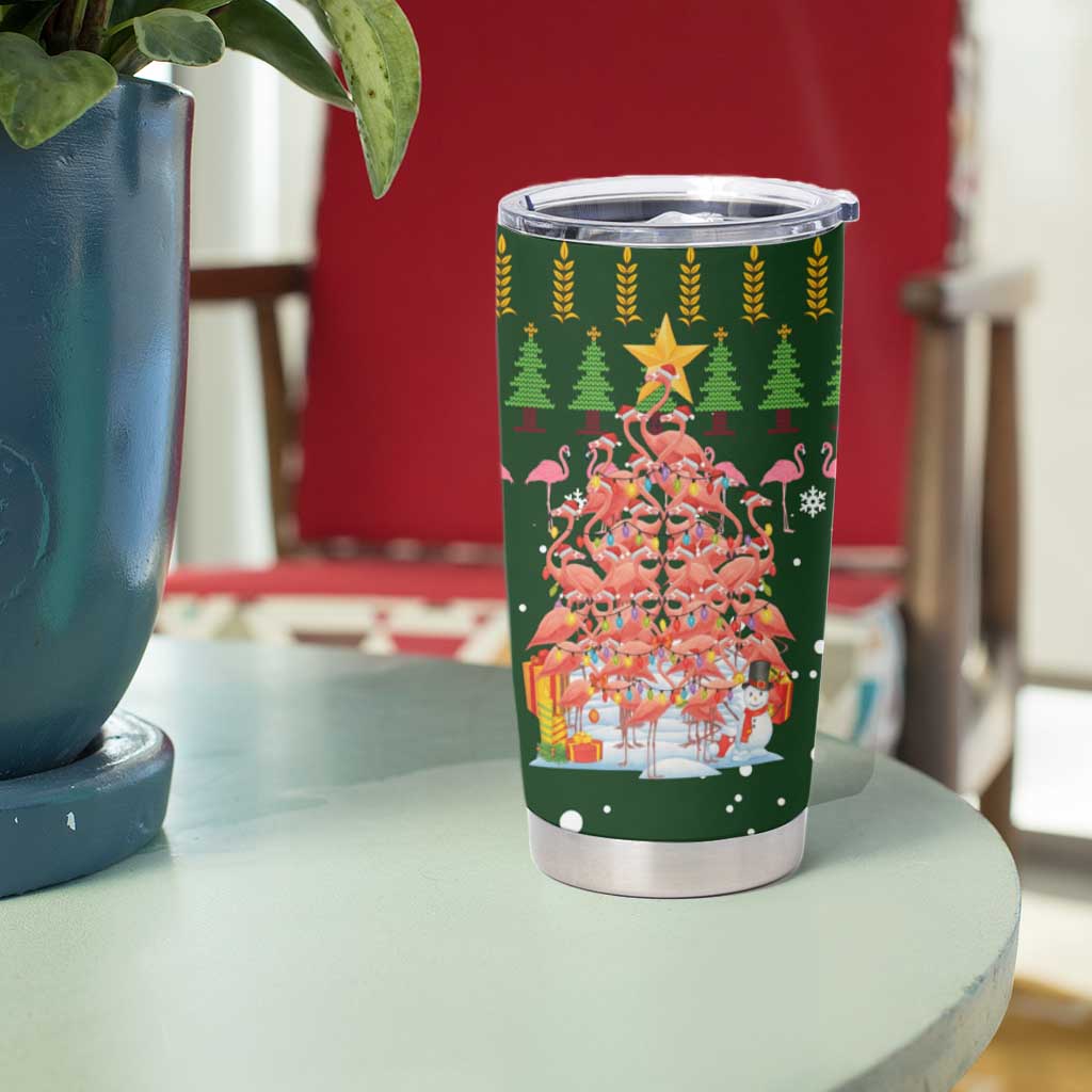Flamingo Christmas Tree Christmas Tumbler Cup Funny Xmas Holiday Patterns - Wonder Print Shop