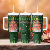 Flamingo Christmas Tree Christmas Tumbler With Handle Funny Xmas Holiday Patterns - Wonder Print Shop