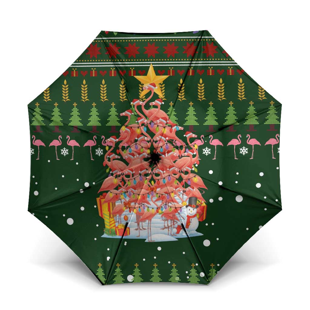 Flamingo Christmas Tree Christmas Umbrella Funny Xmas Holiday Patterns - Wonder Print Shop