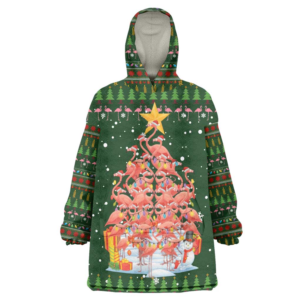 Flamingo Christmas Tree Christmas Wearable Blanket Hoodie Funny Xmas Holiday Patterns - Wonder Print Shop