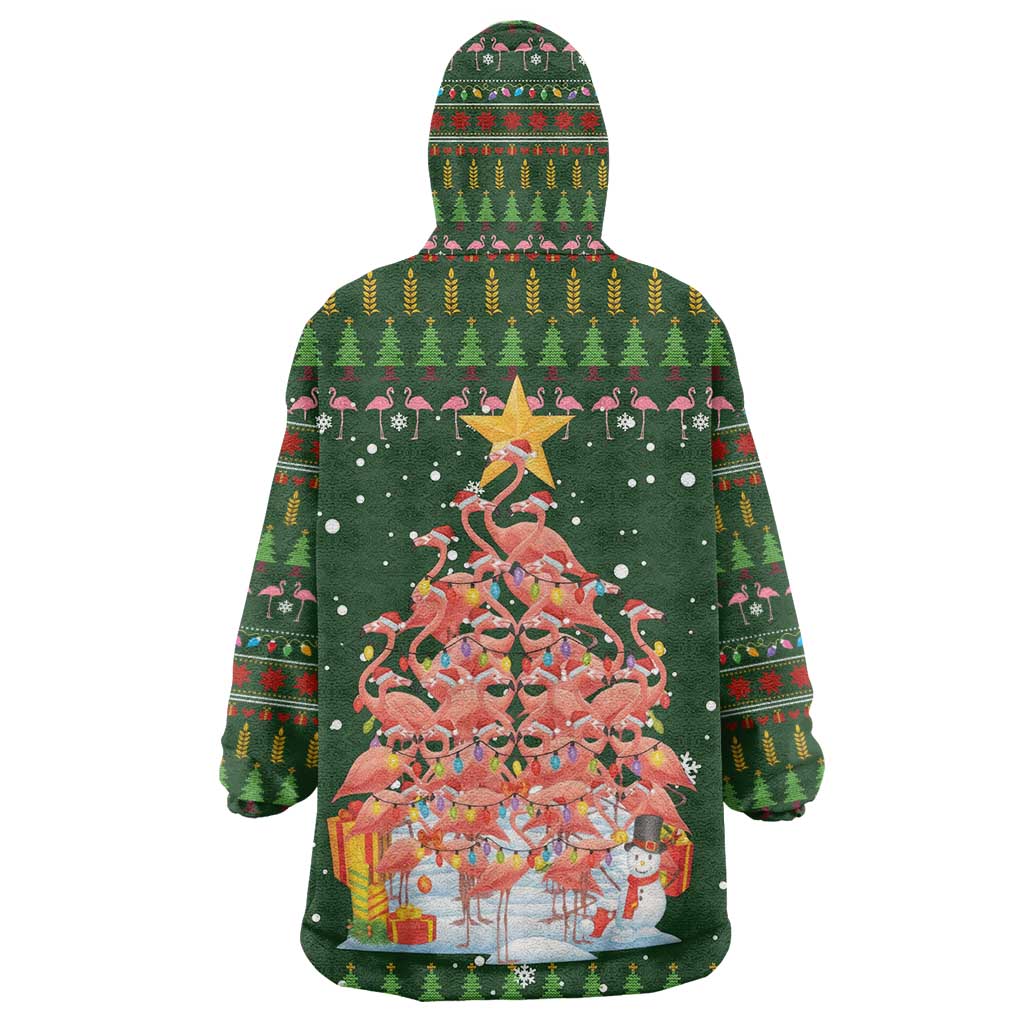 Flamingo Christmas Tree Christmas Wearable Blanket Hoodie Funny Xmas Holiday Patterns - Wonder Print Shop