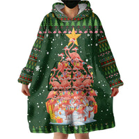 Flamingo Christmas Tree Christmas Wearable Blanket Hoodie Funny Xmas Holiday Patterns - Wonder Print Shop