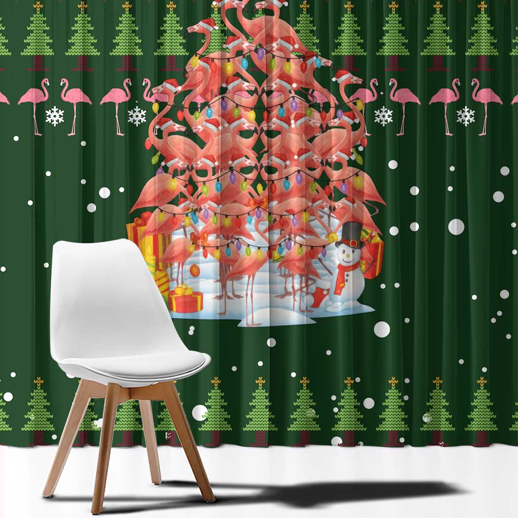 Flamingo Christmas Tree Christmas Window Curtain Funny Xmas Holiday Patterns - Wonder Print Shop