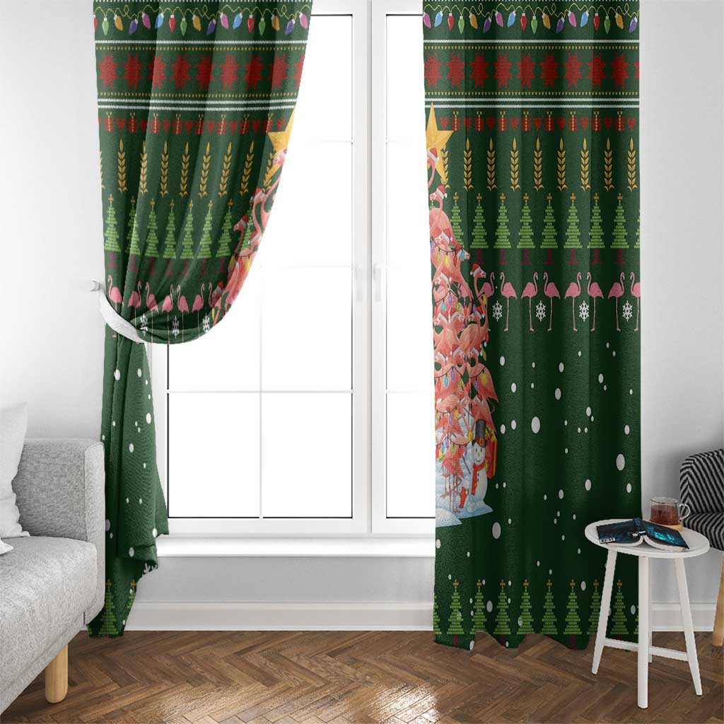 Flamingo Christmas Tree Christmas Window Curtain Funny Xmas Holiday Patterns - Wonder Print Shop