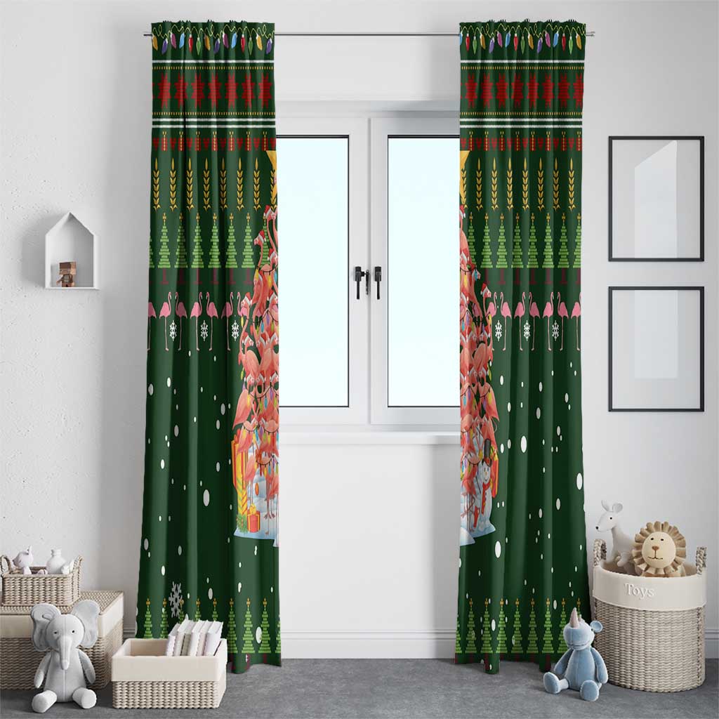 Flamingo Christmas Tree Christmas Window Curtain Funny Xmas Holiday Patterns - Wonder Print Shop