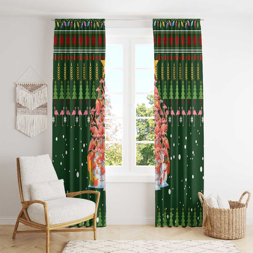 Flamingo Christmas Tree Christmas Window Curtain Funny Xmas Holiday Patterns - Wonder Print Shop